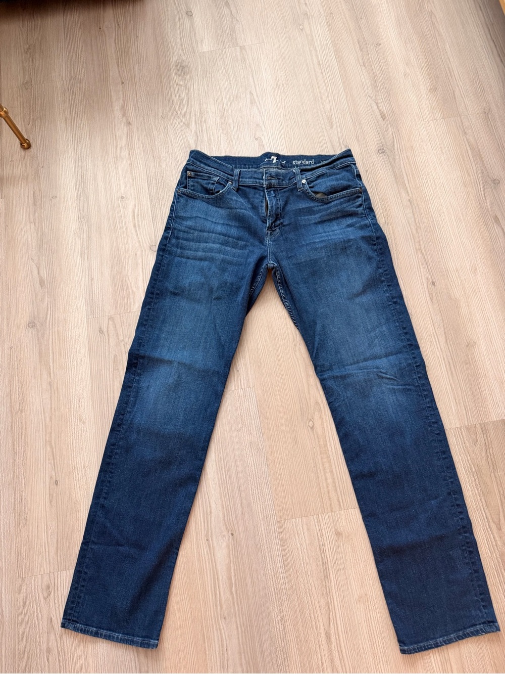 7 For All Mankind Men's Straight Jeans in Dark Blue